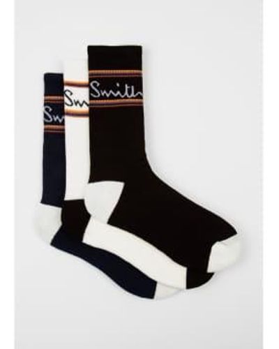 Paul Smith Paquete 3 calcetines portivos logotipo script - Negro