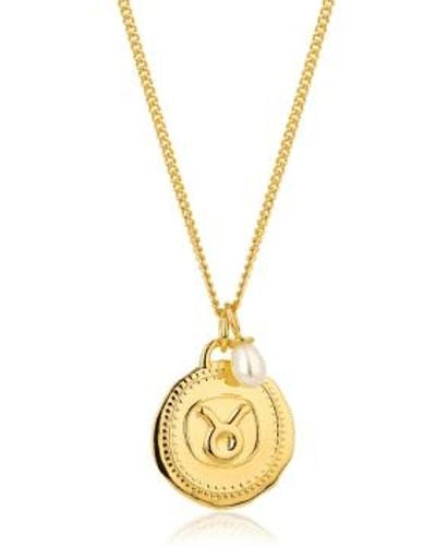 Claudia Bradby Plated Pearl Taurus Zodiac Necklace / - Metallic