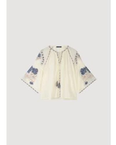 Summum Boho Blouse With / Beige Embroidery 36 - White