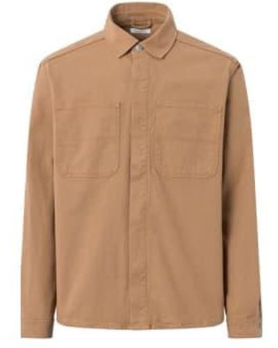 Knowledge Cotton Sugar Canvas Fabric Dyed Overshirt - Marrone