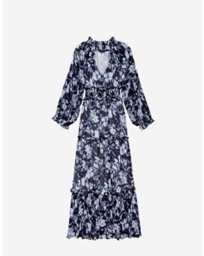 Rails Frederica Floral V Neck Midi Dress Size: L, Col: S - Blue