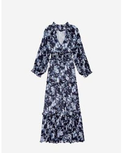 Rails Frederica Floral V Neck Midi Dress Size: L, Col: Xs - Blue