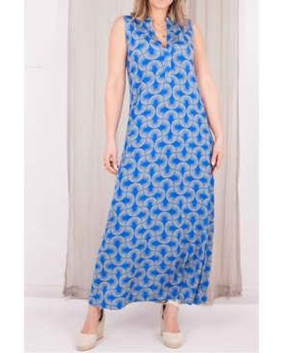 ROSSO35 Printed Sleeveless Maxi Dress In - Blu