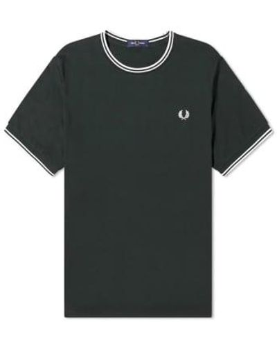 Fred Perry Twin specped tee night & snow white - Grün