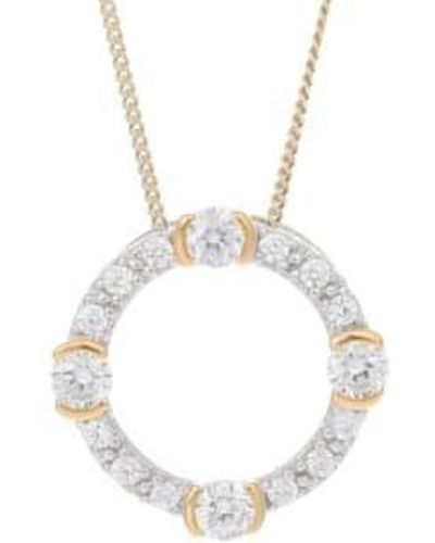 V By Laura Vann Luna Circle Necklace Plated / 18" Curb Chain Cubic Zirconia - Metallic
