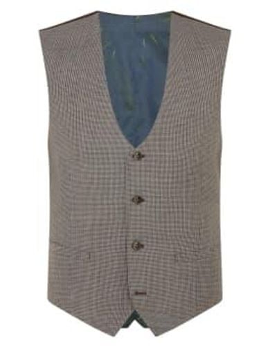 Remus Uomo Lazio Houndstooth Suit Waistcoat Beige / Brown 38 - Grey
