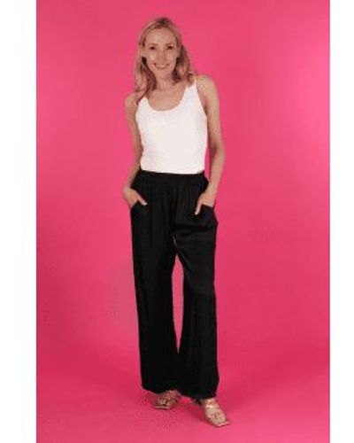 MSH Silk Textured Wide Leg Trousers With Elasticated Waist In - Rosa