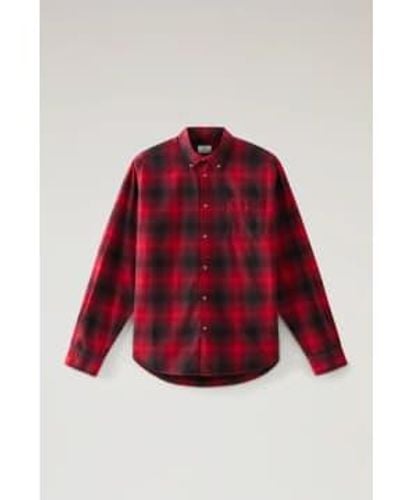 Woolrich Woolwich Light Flannel Shirt Hombre - Rosso