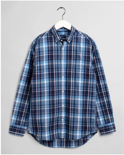 GANT Shirt Fit Regular Fit Pacific Blue Indigo avec madras Check Print - Bleu
