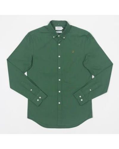 Farah Brewer Slim Long Sleeve Oxford Shirt In S - Green