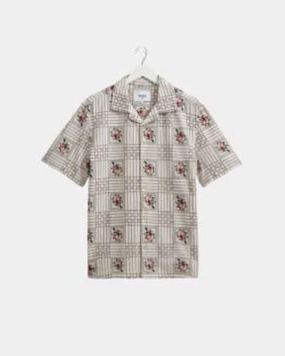 Wax London Didcot Tapestry Embroidery Shirt Ecru S - Multicolor