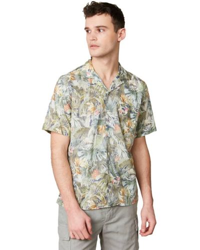 Hartford Palm Mc Tropical Print Shirt Navy / Green