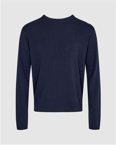Minimum Yason Knit Navy Blazer - Blue