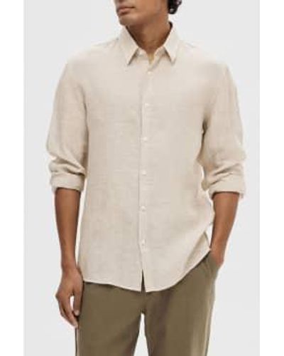 SELECTED Pure Cashmere Reg Linen Shirt - Natural