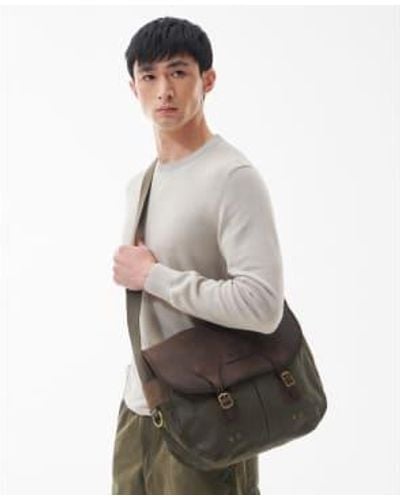 Barbour Olive Wax Leather Tarras Bag O/s - Gray