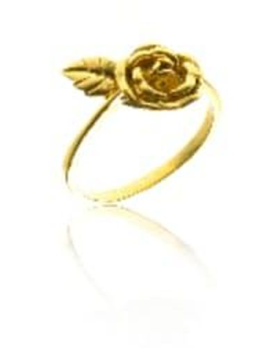 CollardManson Vergoldeter Silberring mit 925er Rose und Blättern - Mettallic