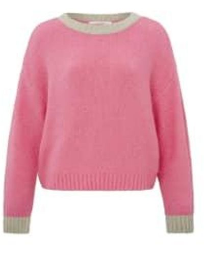 Yaya Sweater With Round Neck Long Sleeves And Dropped Shoulders Morning Glory Pink - Rosa