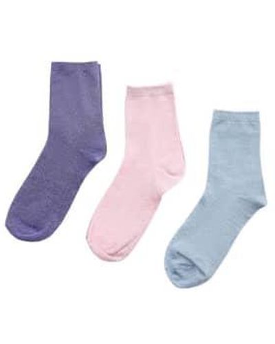 Numph Nukingcity Multi Glitter Socks One Size - Blue