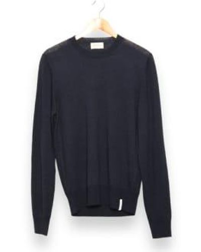 Brooksfield Crew Sweater Linen Blend - Blu