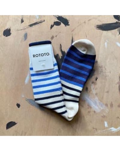 RoToTo Multi Stripe Socks Navy - Blu