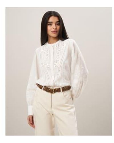 Hartford Cotton Voile Lace And Embroidered Blouse Off 2 - Natural