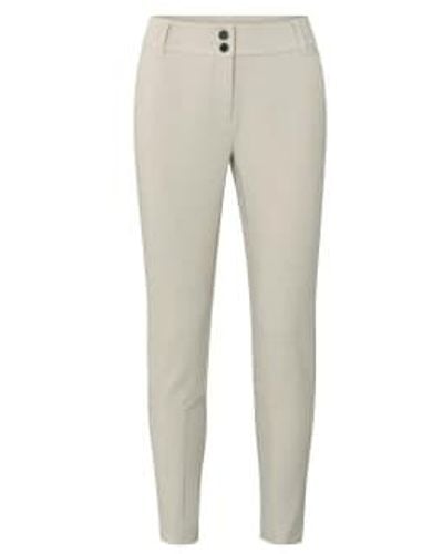 Yaya Pure Cashmere Mel Slim Fit Pants With Rib Detail 34 Beige - Gray