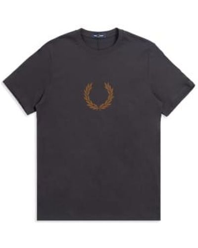 Fred Perry Flocked Laurel Wreath Tee Anthracite S - Black