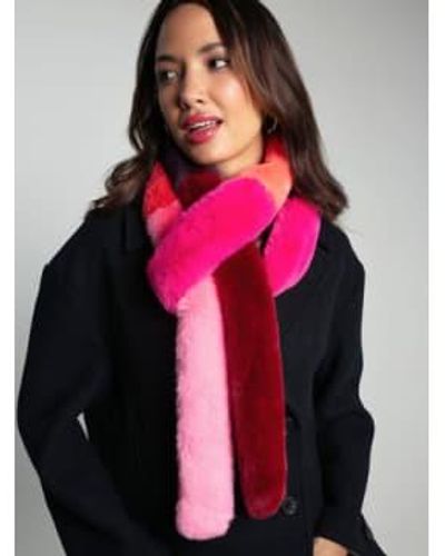 Nooki Design Carousel Faux Fur Stripe Scarf- Mix / One Fur: 100% Polyester - Pink