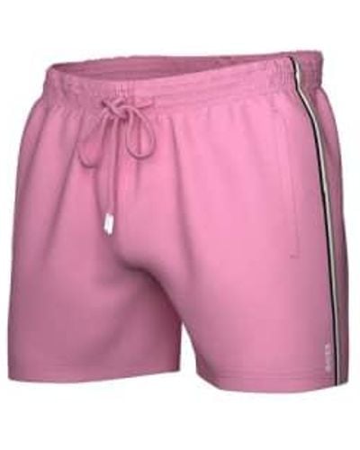 BOSS Iconic Swim Shorts With Stripe Detail - Pink