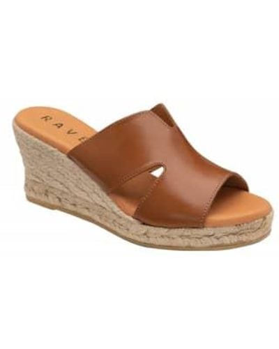 Ravel Leather Arby Wedge Mule Sandals - Brown