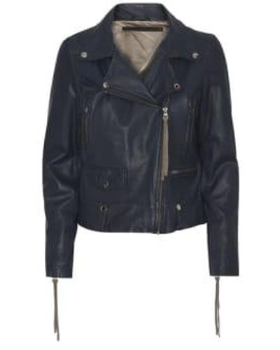 Mdk Seattle New Thin Leather Jacket 38 - Blue