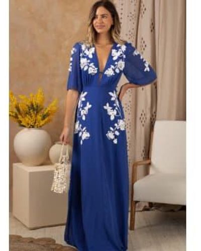 Hope & Ivy La robe maxi embelli Eloise - Bleu