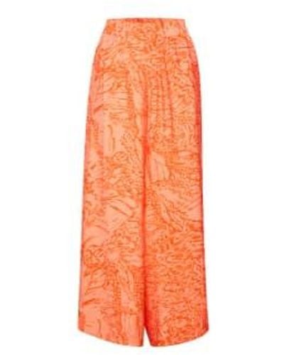 Inwear Drita Graphic Print Wide Trousers Oranges Dk 36 Uk 10