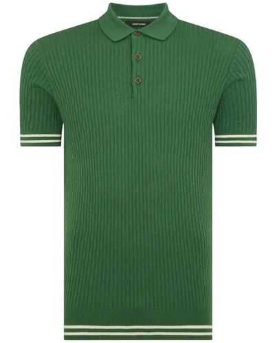 Remus Uomo Textured Cable Knit Polo - Green