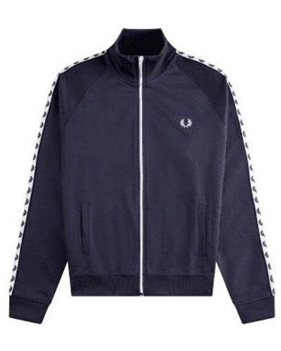 Fred Perry Authentic Taped Track Jacket Dark Graphite - Blu