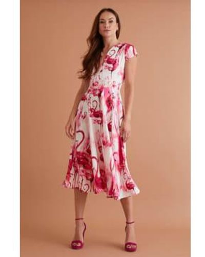 Rebecca Rhoades Nora Midi Dress Raspberry Flamingo - Rosso