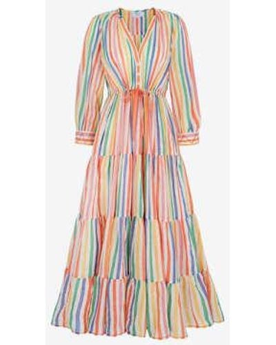 Pink City Prints Rainbow Stripe Sofia Dress - Orange