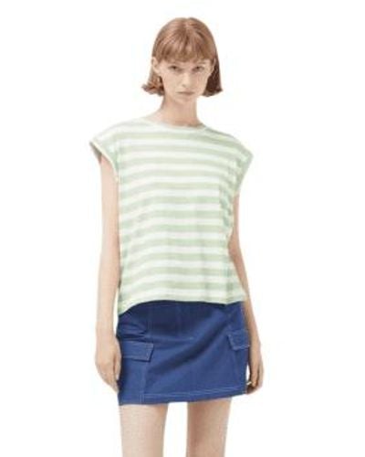 Compañía Fantástica Cap Sleeve T Shirt In And White Stripes From - Bianco