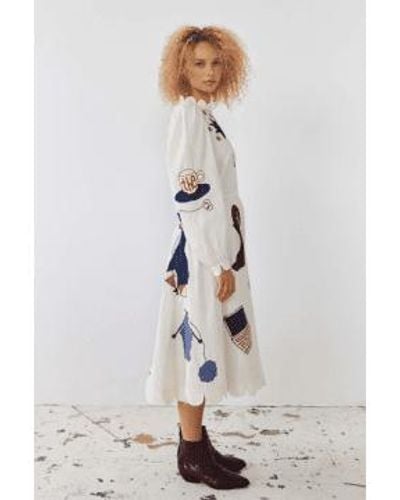 Stella Nova Embroidered Off Dress Xs - White