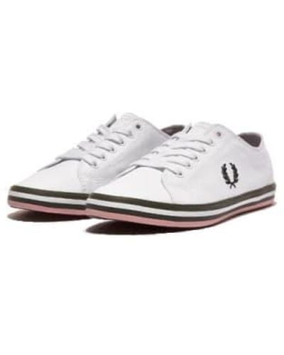 Fred Perry Kingston twill , hunting green & pink - Blanco
