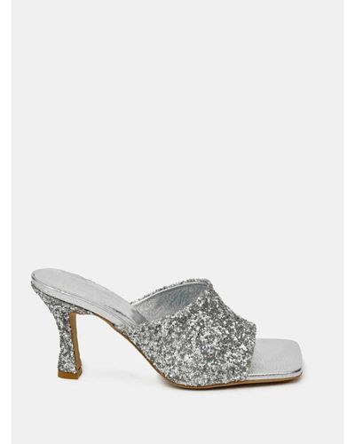 FABIENNE CHAPOT Silver Alexa Mule Sandals - White