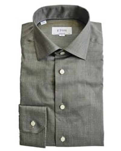 Eton Contemporary Fit Wrinkle Free Flannel Shirt In 10001069162 - Grigio