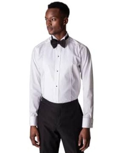 Eton Camisa ajuste contemporánea collar ala blanca en plisse - Blanco