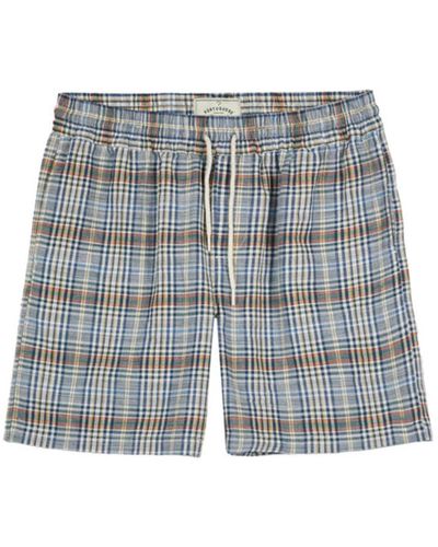 Portuguese Flannel Shorts à carreaux d'été multi-imprimés - Bleu