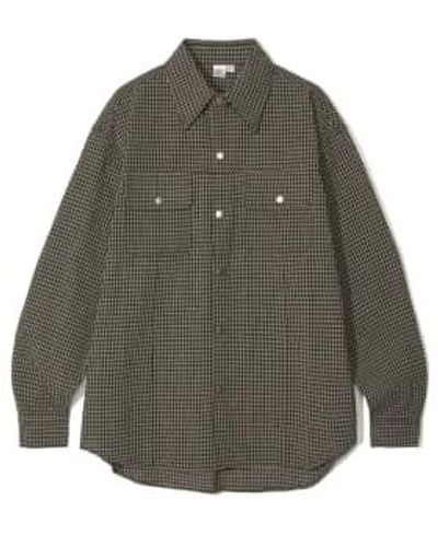 PARTIMENTO Seersucker Western Shirt In Light - Gray