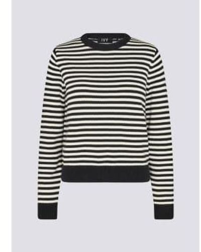 IVY Copenhagen Skylar Sweater & White Striped Uk 10 - Black