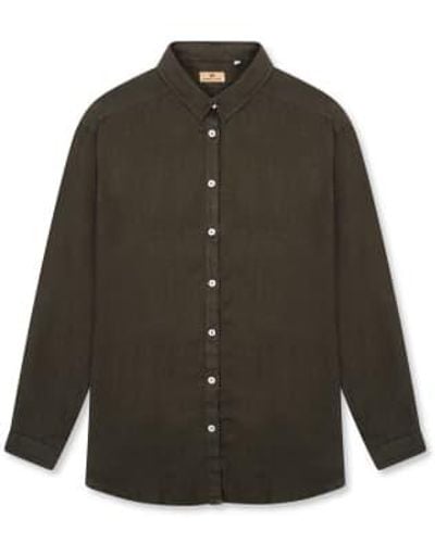 Burrows and Hare Bottle Linen Shirt M - Green
