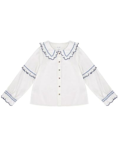 seventy + mochi Phoebe blouse ecru & trim - Blanc