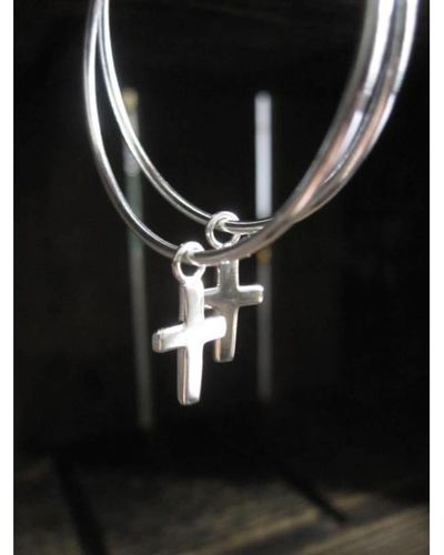 CollardManson 925 Silver Cross Hoop Earrings - Nero