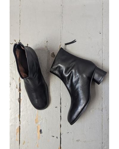 Samsøe & Samsøe Emma Black Leather Zip Boots - Metallic